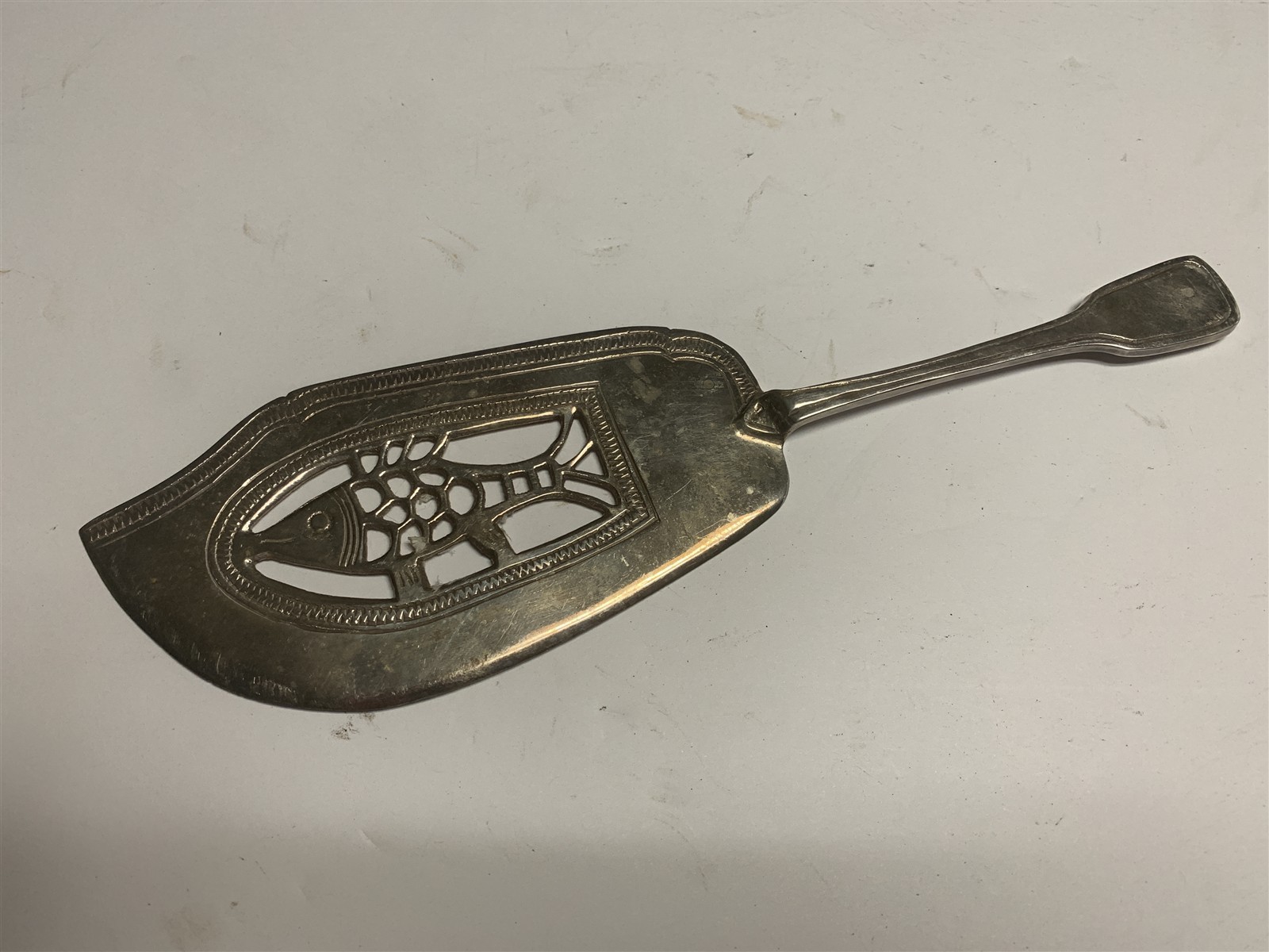 Silver Plated Fish Server Spatula Pierced Unknown Maker
