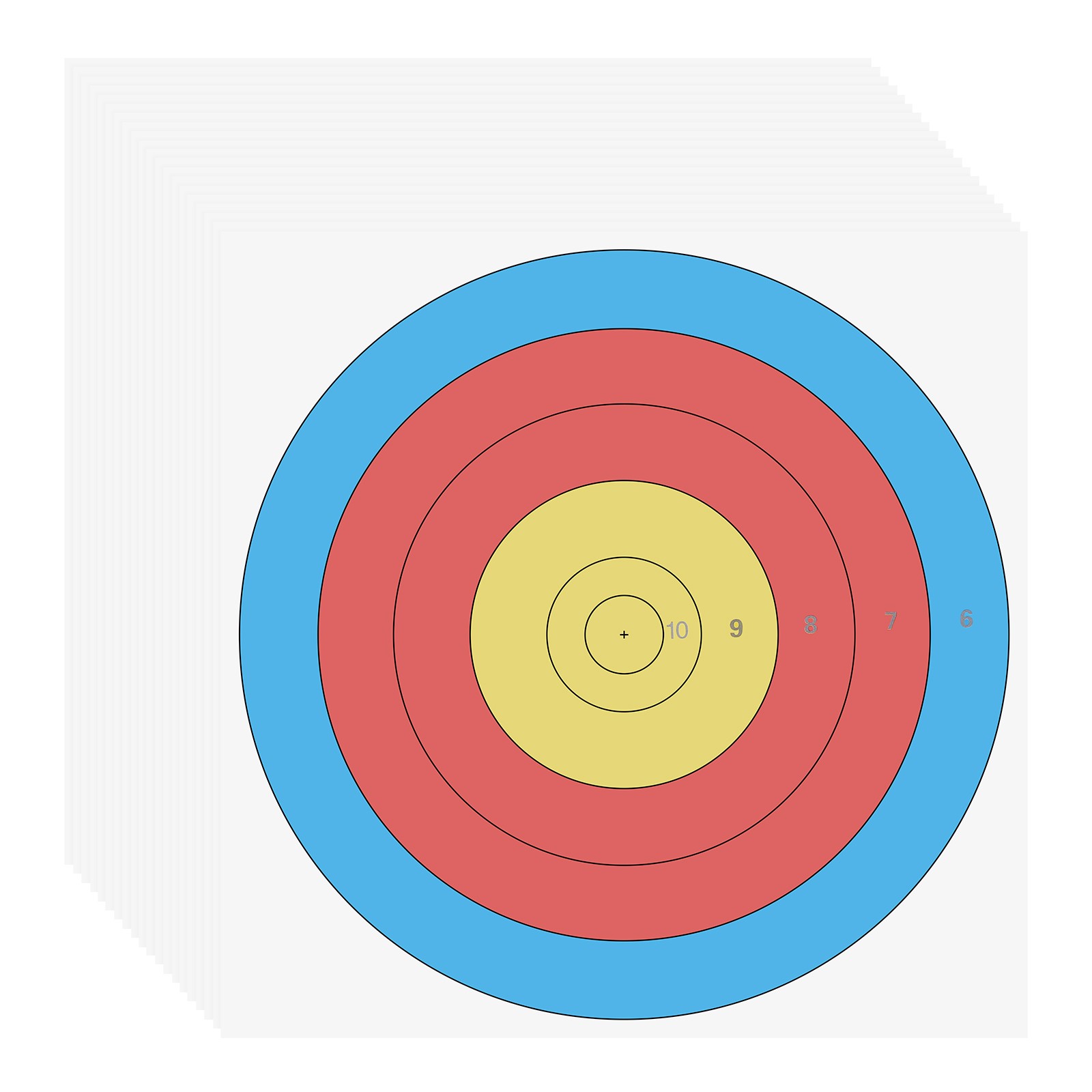 60Pcs Archery Target Paper 16"x16"(40cm) Standard 5 Ring Multicolor