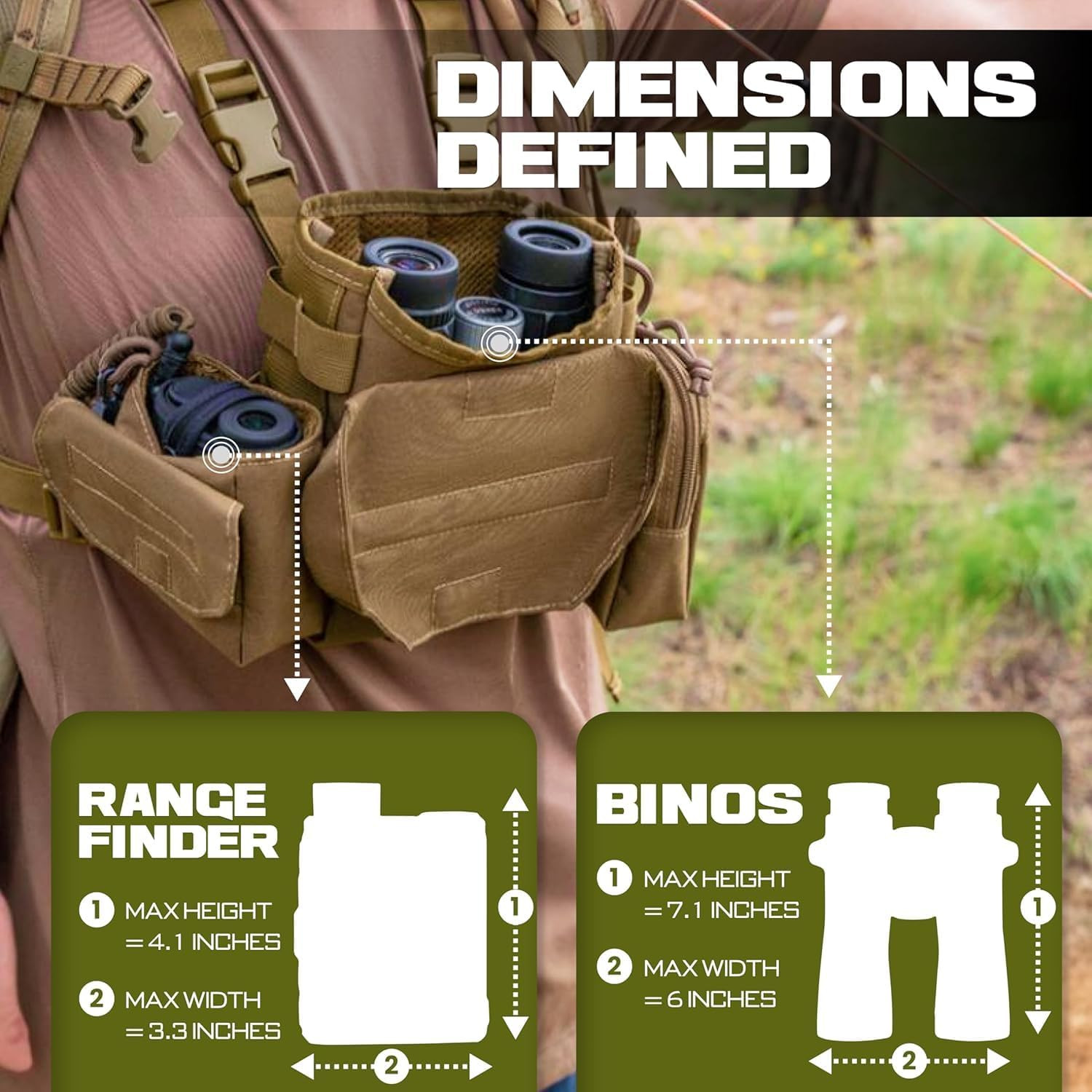 Waterproof Binocular Harness Chest Pack - Lightweight Bino Harness with Rangefin