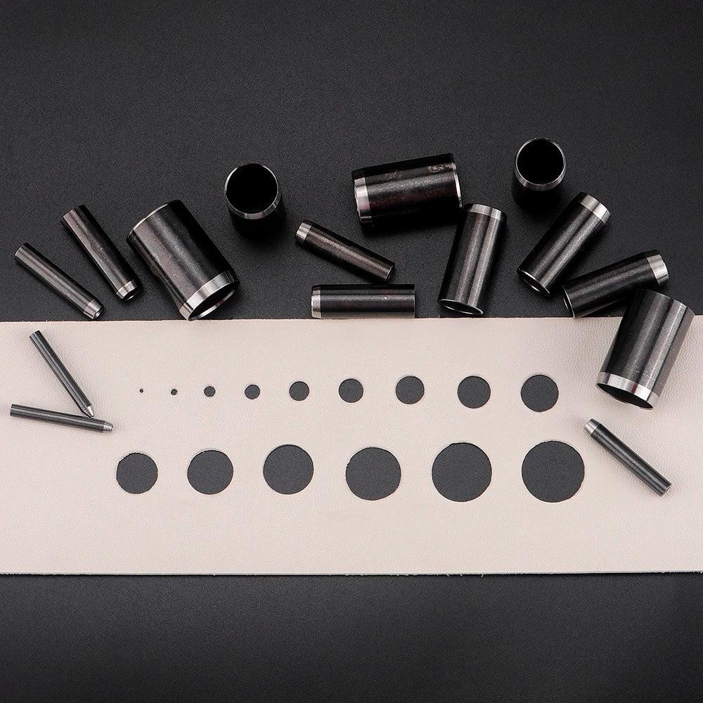 15 Sizes of Round Hole Punches (1-15mm), Faux Leather Hollow Hole Punch Tool Set