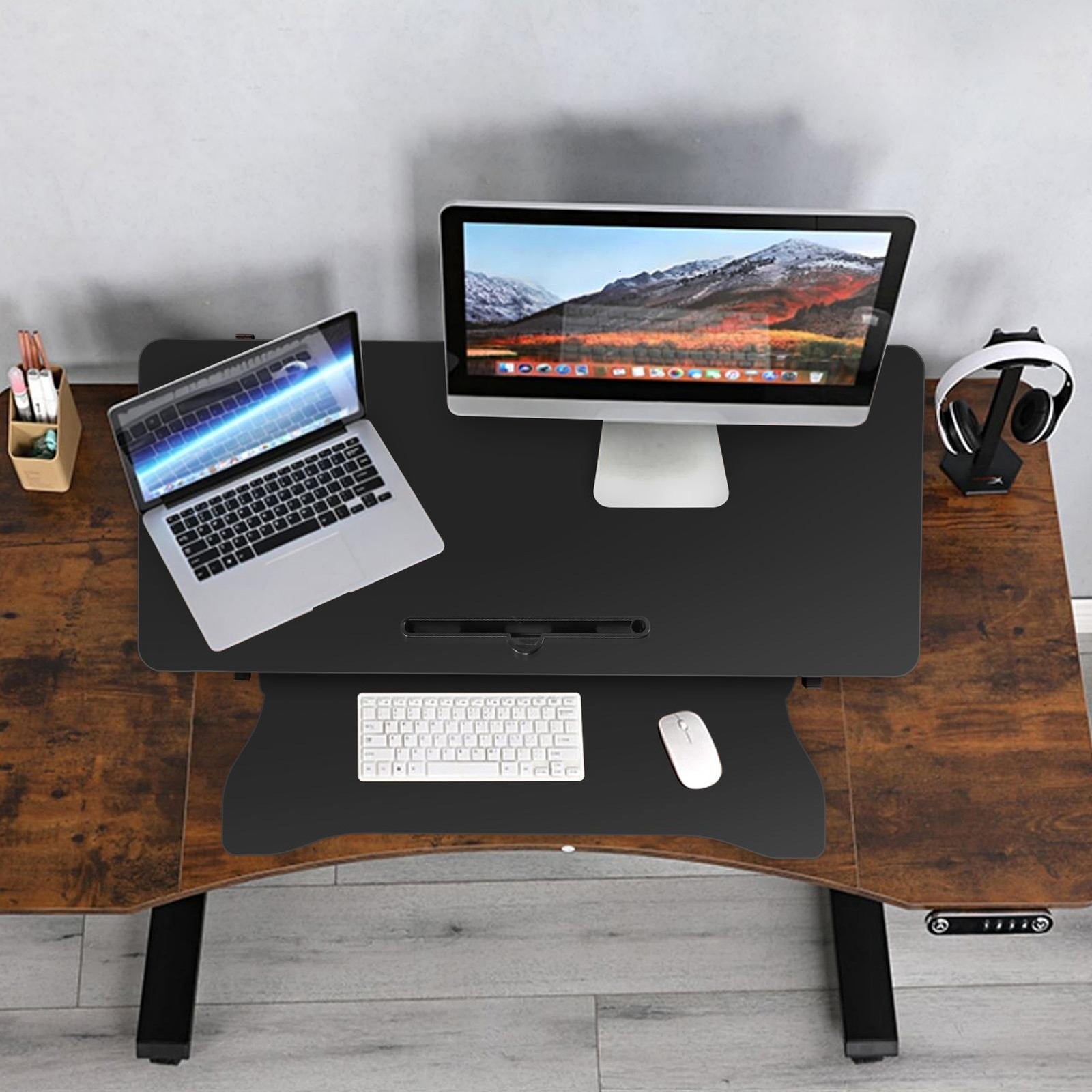 37'' Black Home Office Desk Riser Adjustable Standing Desk Converter