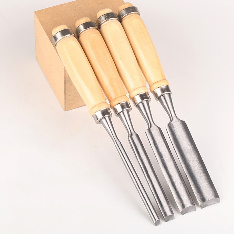 4PCS Wood Carving Hand Half-round Chisel Firmer Gouge Set Steel Woodworking Tool