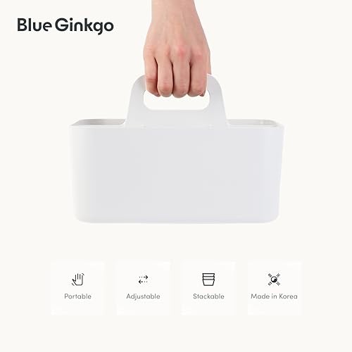 Stackable Organizer Caddy, Rectangle, White, Made in Korea | Portable.