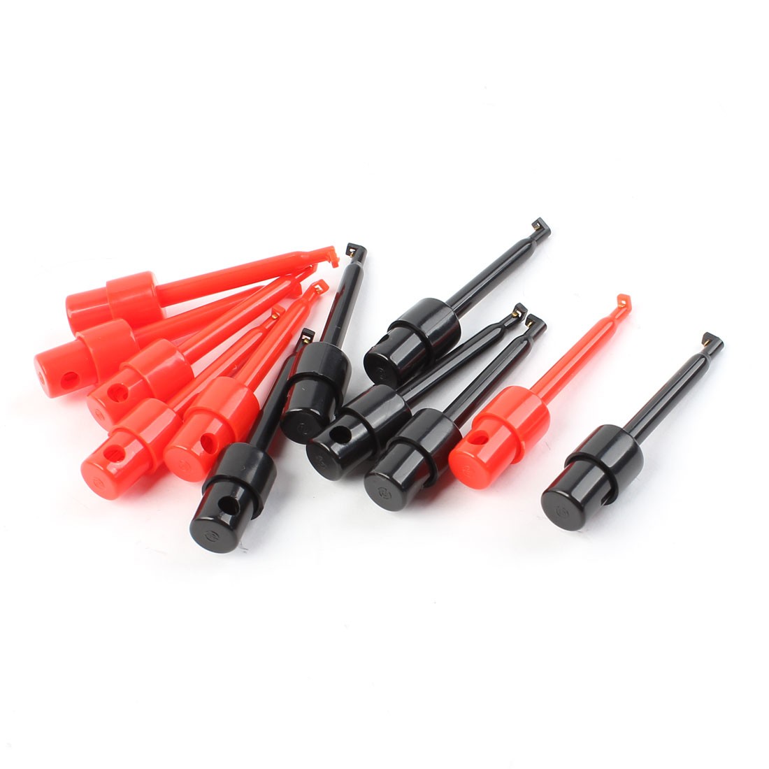 12 x Black Red Plastic Coated Multimeter Test Single Hook Clips