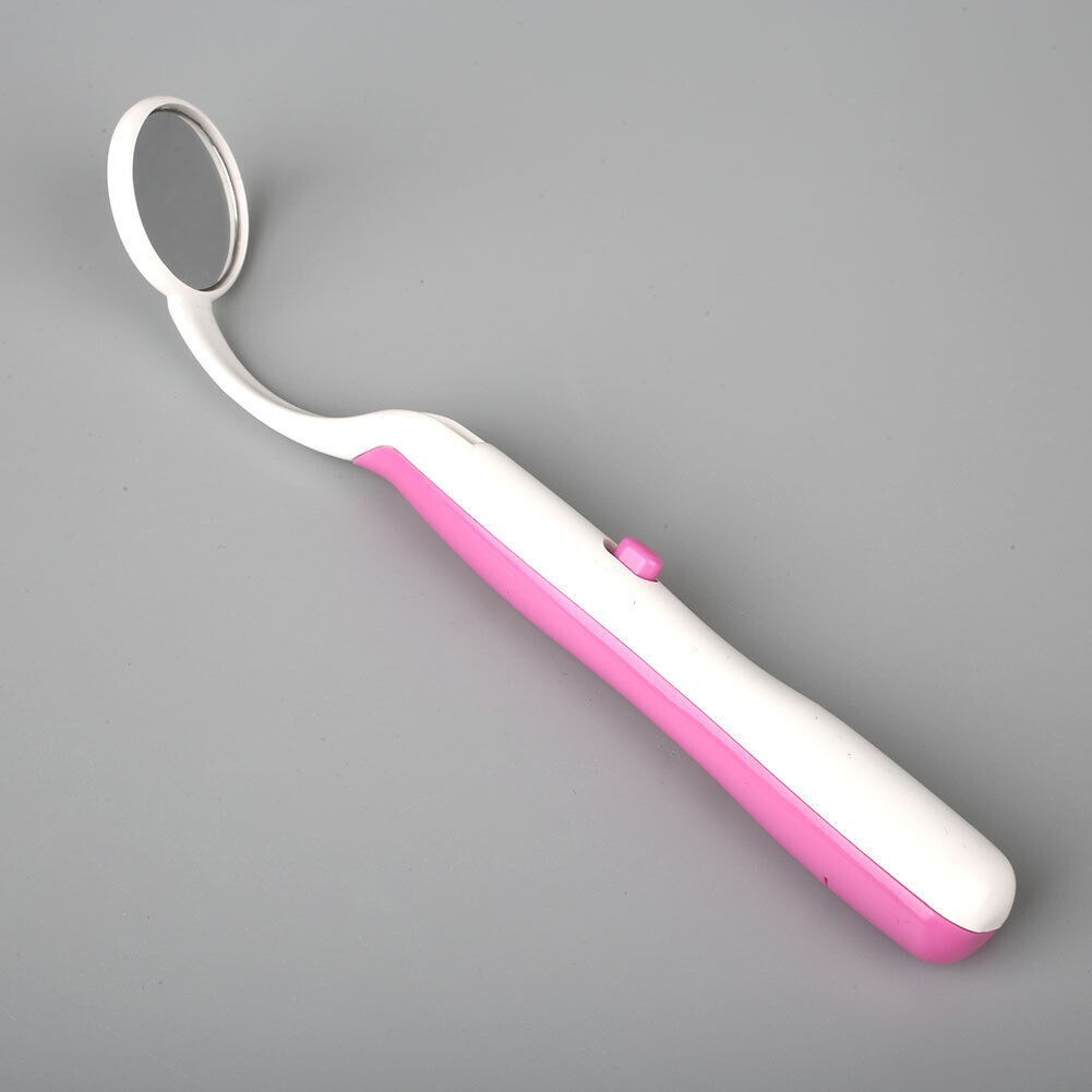 Pink Dental Mirror Anti Fog Dentist Teeth Whitening Oral Health Care+ LED Light