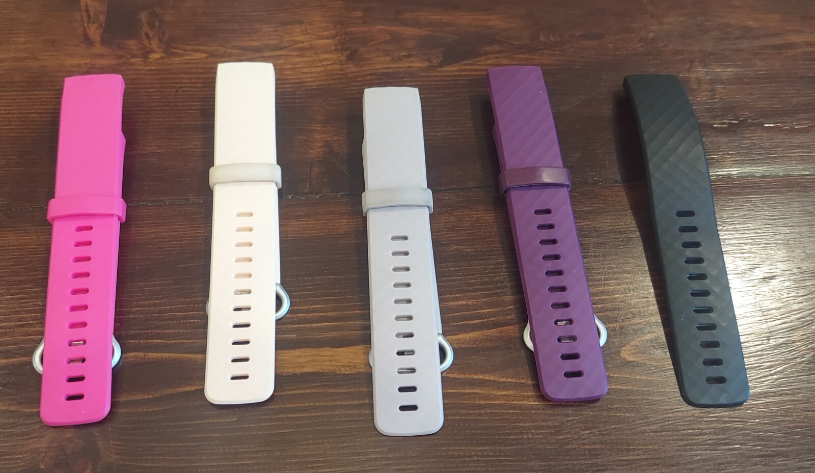 Fitbit Charge 4 bands large; hot pink, light pink, gray, dark purple