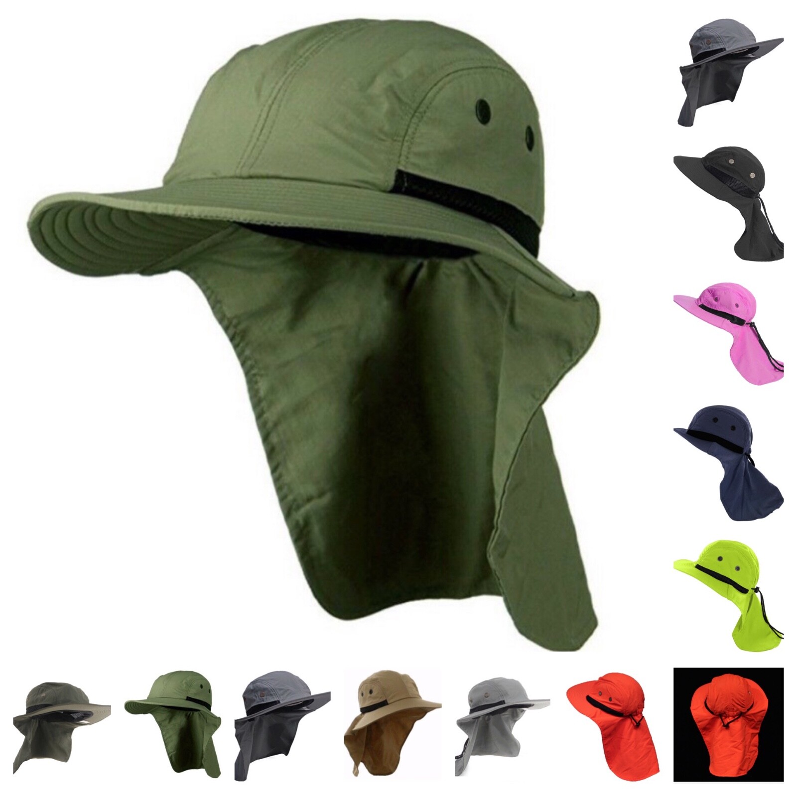 Shade Wide Brim Bonnie Snap Neck Cover Hat Fishing Hiking Garden Outdoor Roofing