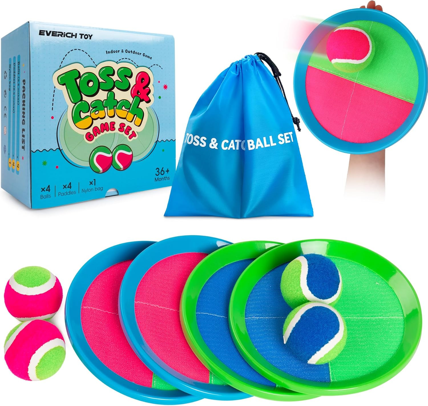 Upgraded Toss and Catch Ball Game Set, Beach Pool Toys Outdoor Games for Kids To