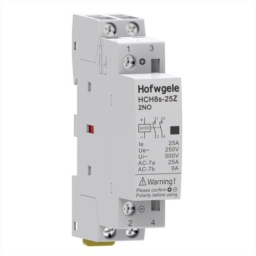 HCH8s 25Z 2 Pole Contactor 24 Volt Coil Normally Open NO 25 Amp IEC 250V AC
