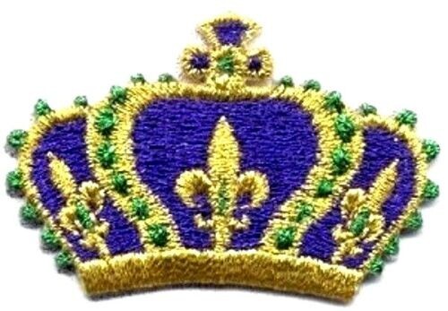 MARDI GRAS CROWN IRON ON PATCH ACTUAL SIZE: 2 X 1 1/4 inch FREE SHIPPING