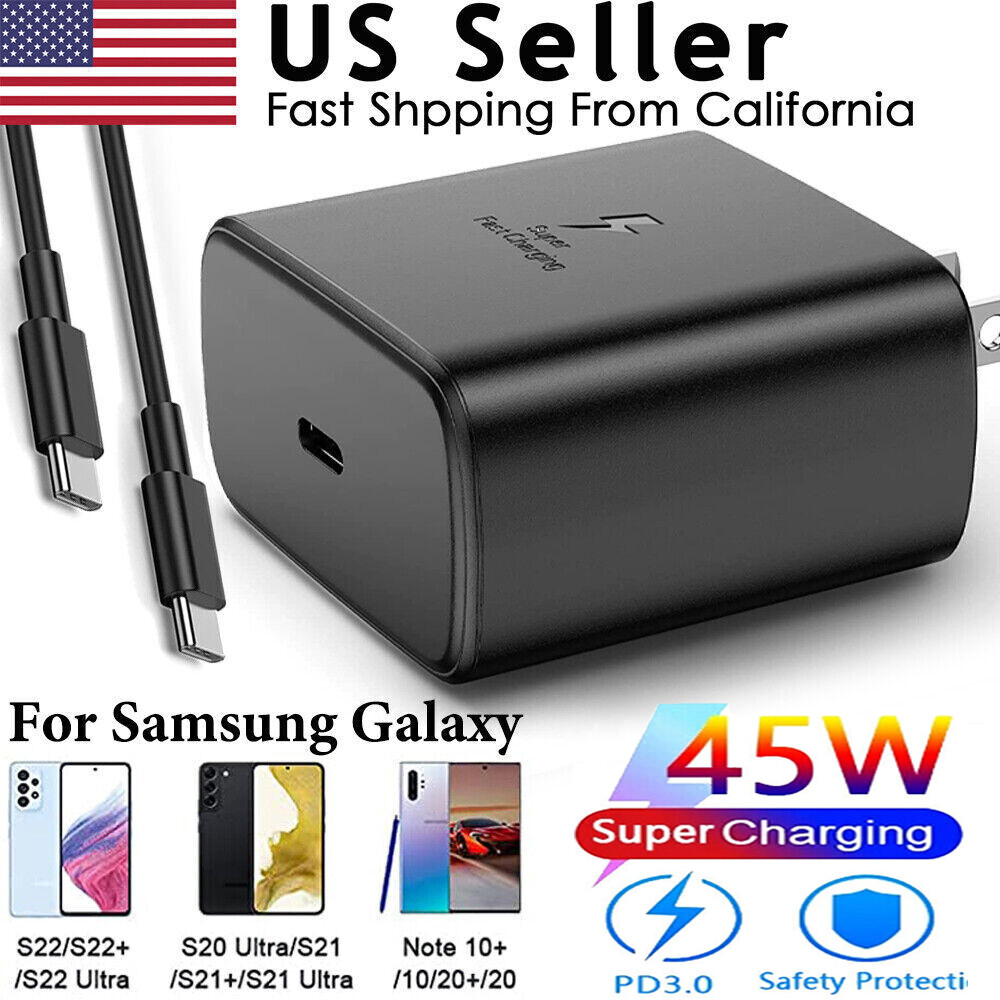45W USB-C Super Fast Wall Charger & 6FT Cable For Samsung Galaxy S20 S21 S22 S23