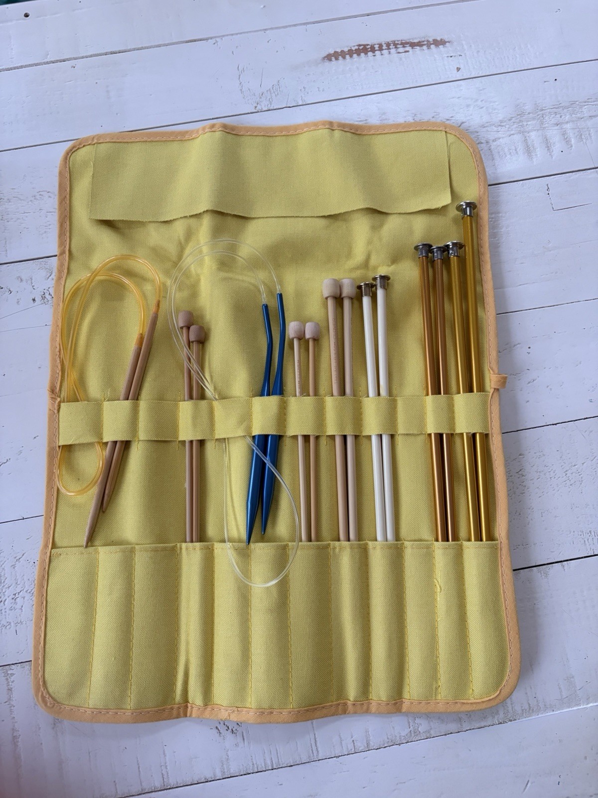 Vintage Knitting Needles Craft Sewing Cloth Carrying Case Knitting Crochet