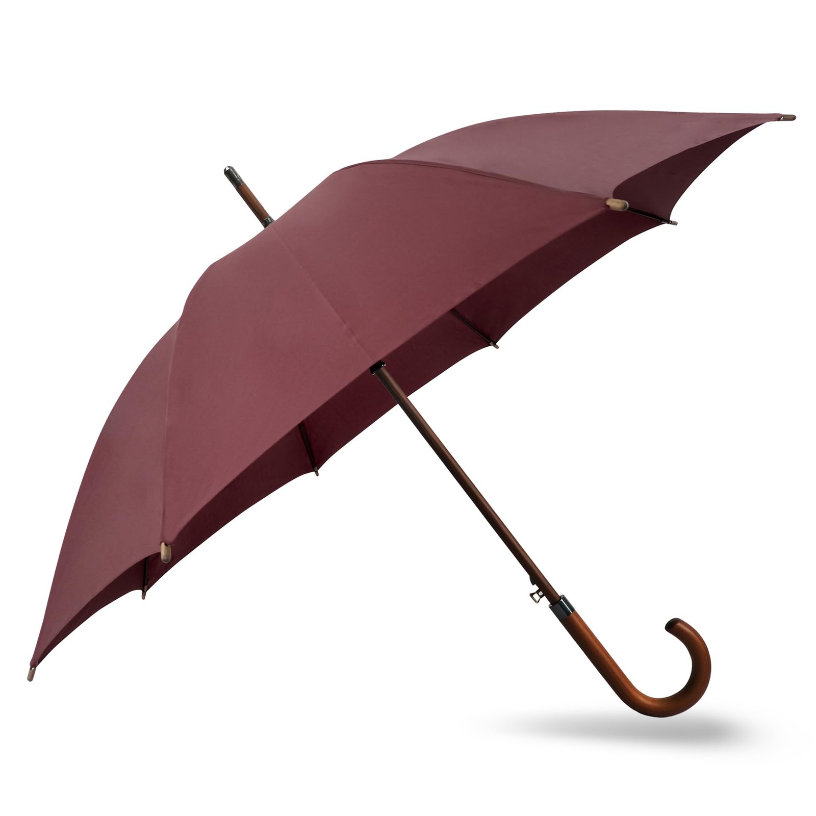 48" Umbrella Windproof Stick Umbrella for Rain, Automatic Open Wooden Handle