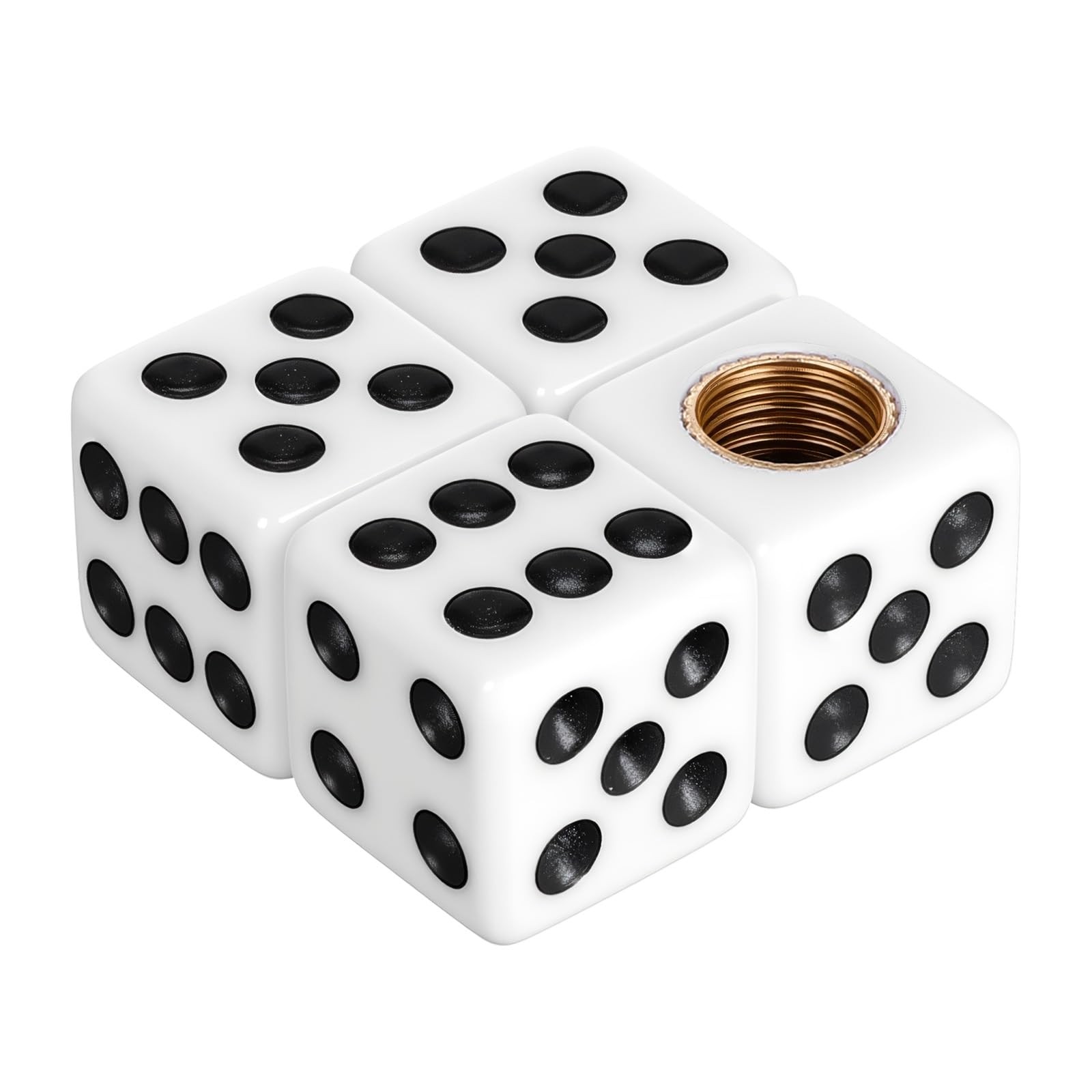 4 Pcs Dice Tire Valve Stem Caps Universal Copper Tire Valve Stem Covers Dice