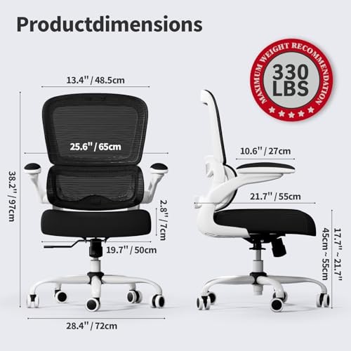 Office Chair - Ergonomic Desk Chair with Adjustable Lumbar White+black