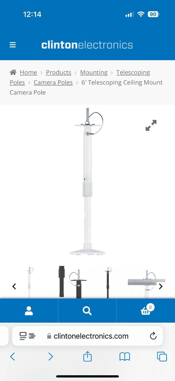 CE-CP6W CLINTON TELESCOPING CEILING CAMERA SECURITY POLE MOUNT 6 FEET