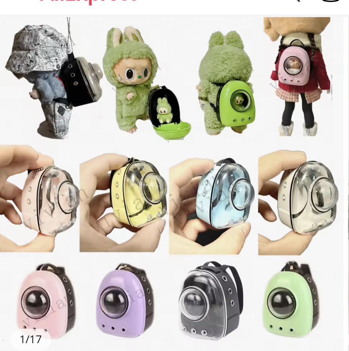 Labubu backpack and a mini figure inside