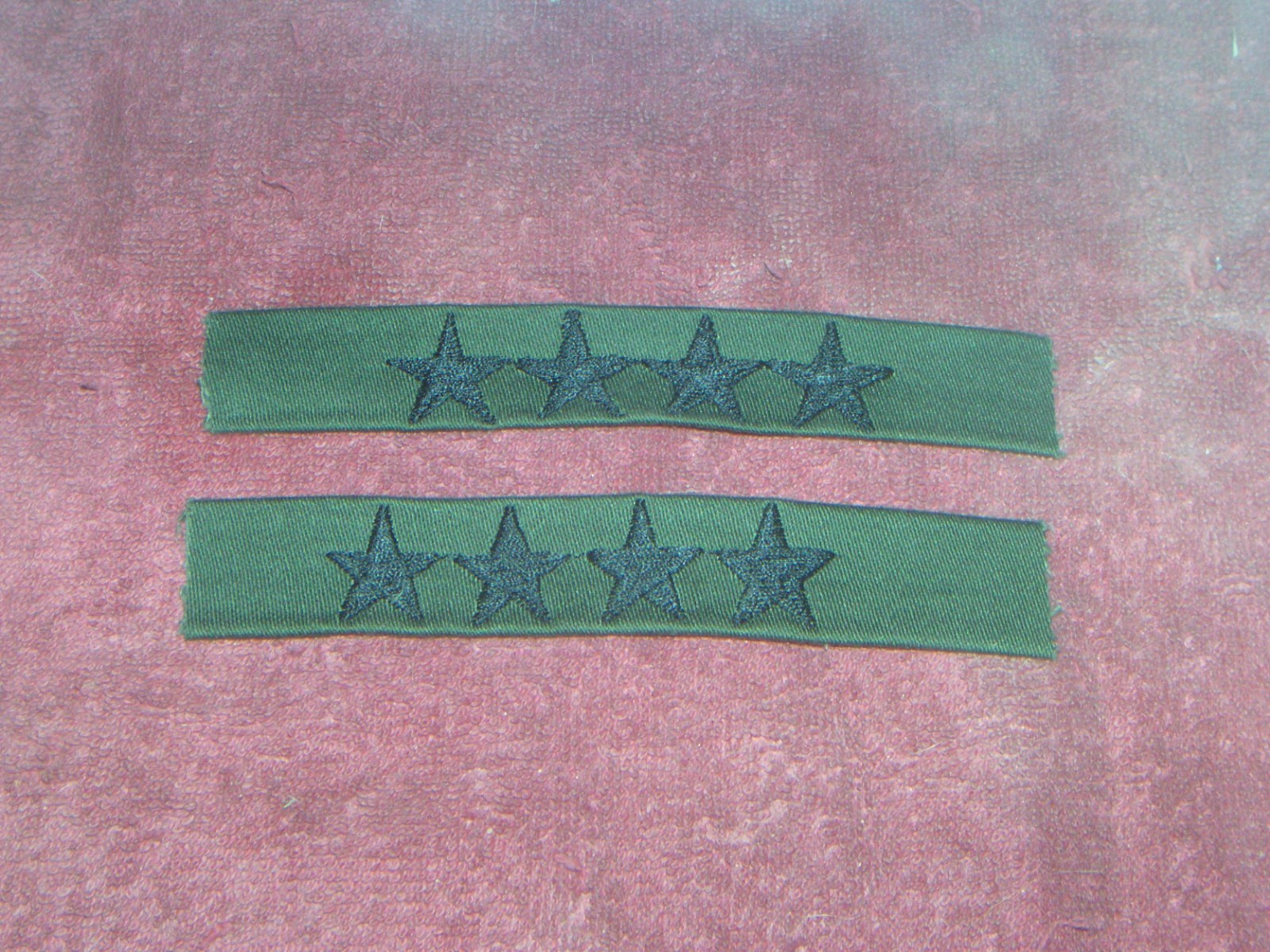 2  VIETNAM ERA 4 STAR GENERAL EMBROIDERED OD US ARMY  RANK PATCHES MINT