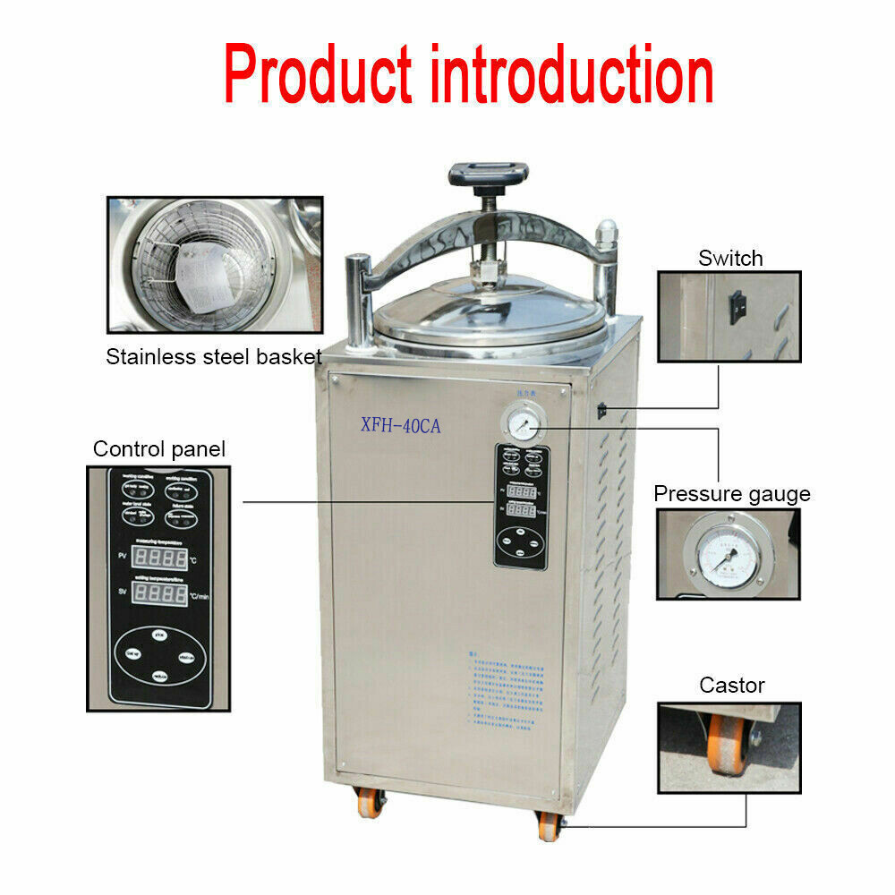 40L Vertical Autoclave Steam-Pressurized Sterilizer High Pressure Sterilization