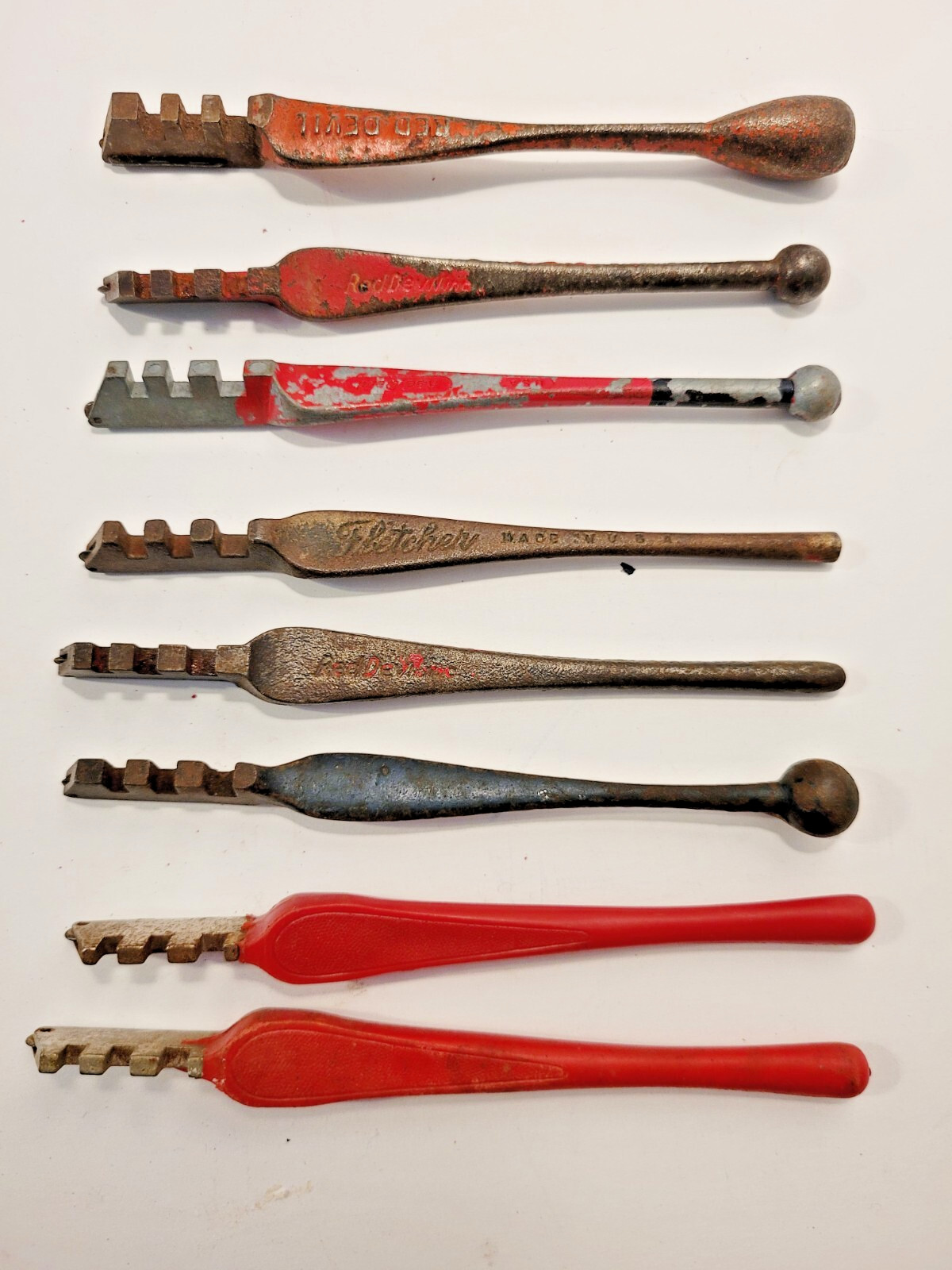 (8) Vintage Manual Glass Cutters Red Devil, FLETCHER, Unbranded