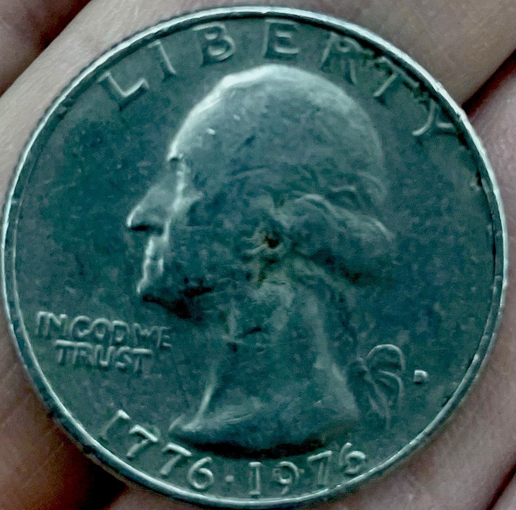 1776-1976 Bicentennial Quarter In Cod We Trust, Error d filled in Quarter US