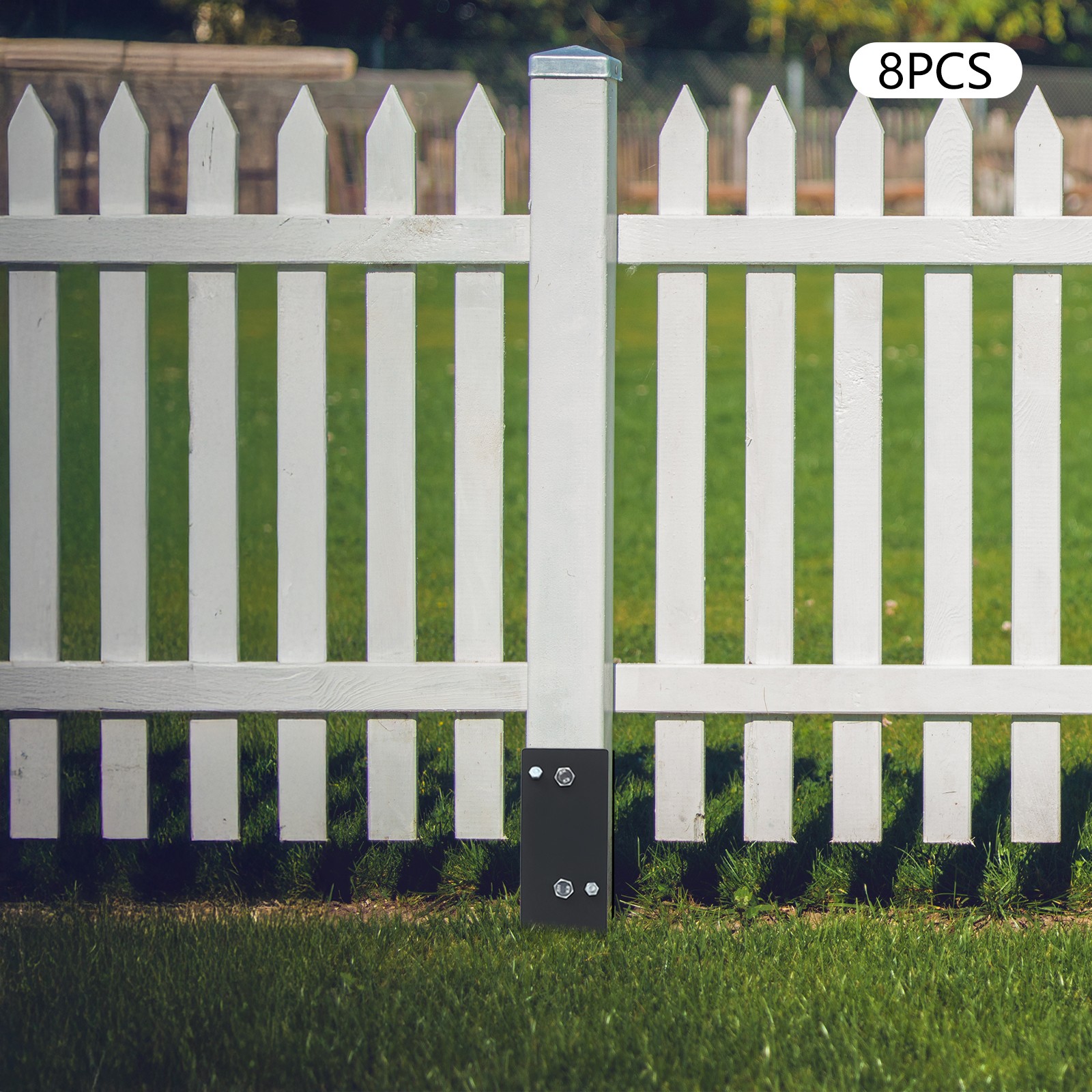 Concrete Fence Post Base, Post Base Holder, U-shape Foundation Post Holder Black