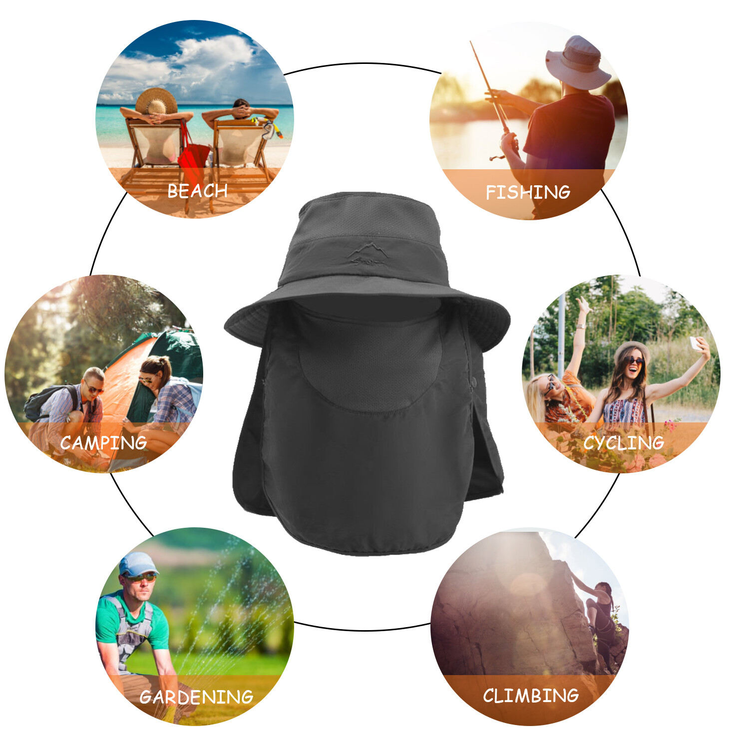 Summer UV Protection Sun Hat Baseball Cap With Neck Face Flap For Fishing Hiking