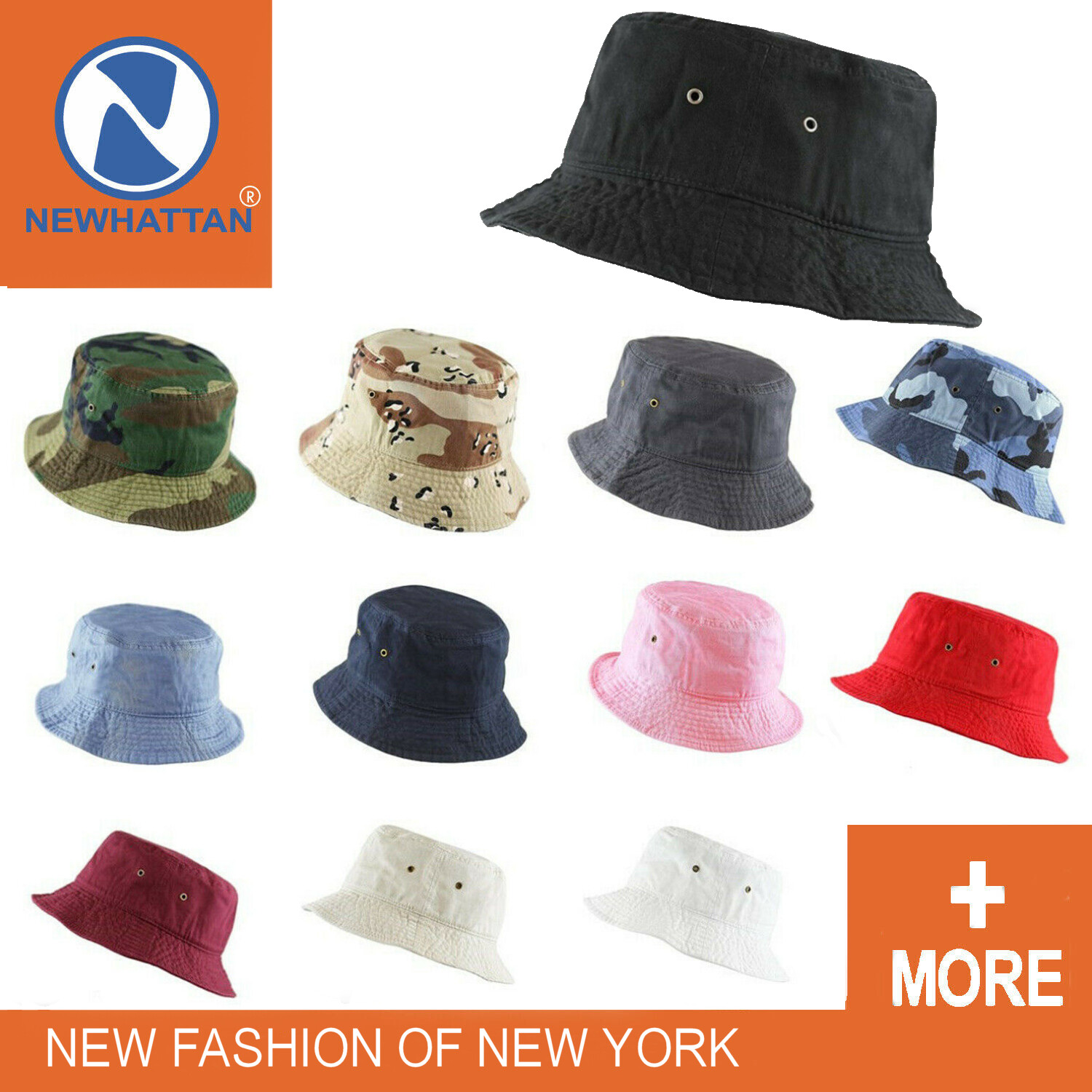 NEWHATTAN MEN & WOMEN'S FISHING BUCKET HAT 100% COTTON [CAMO 55cotton 45polyest]