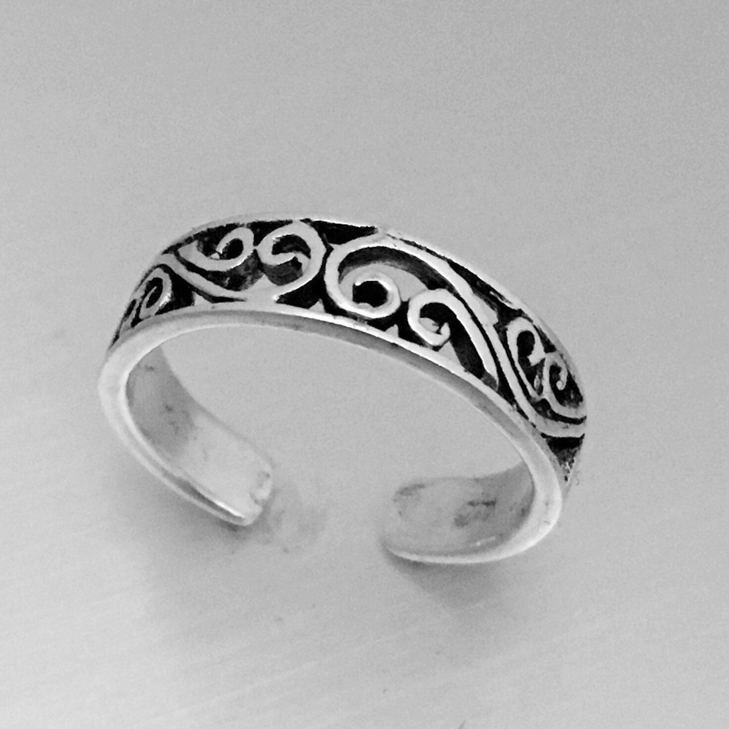 Sterling Silver Victorian Swirl Toe Ring, Silver Rings, Victorian Ring