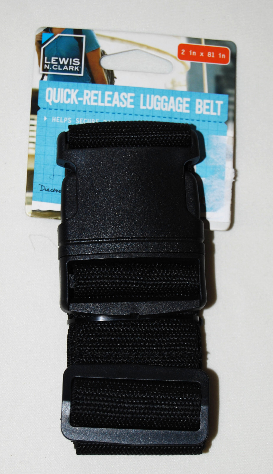 New Lewis N. Clark Black Adjustable Quick-Release Luggage Belt 2 x 81 in