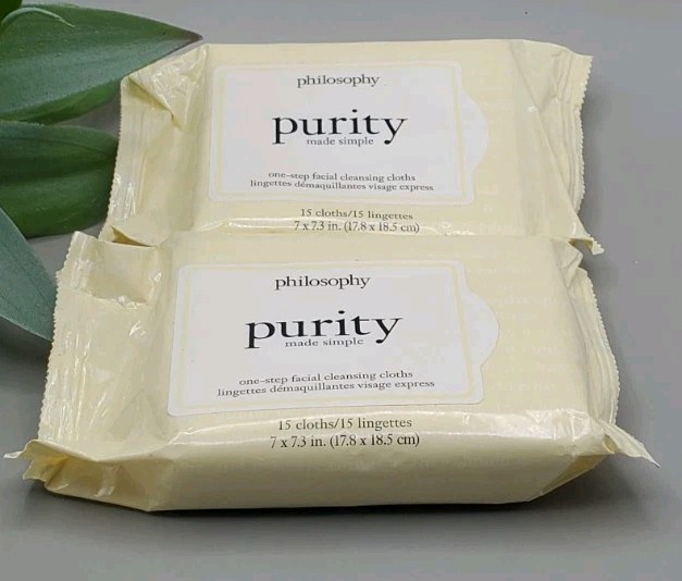 2~Philosophy Purity Made Simple One Step Facial Cleansing Cloths 15 Cloths Seal