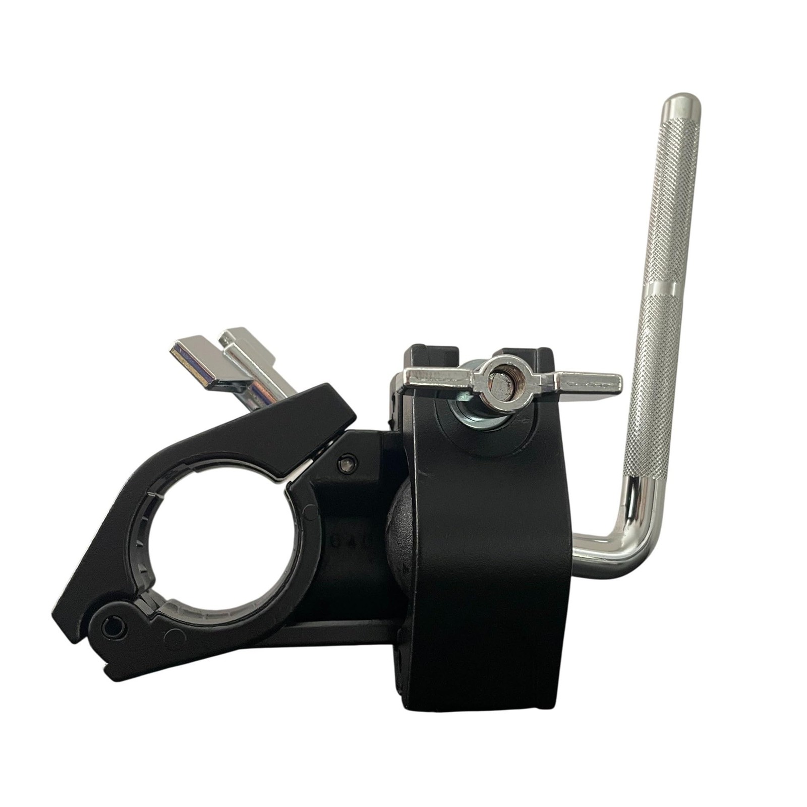 ROSS Drum Rack Clamp 1.5" with 10.5 mm Rotating L-Rod Cowbell Mount, Black