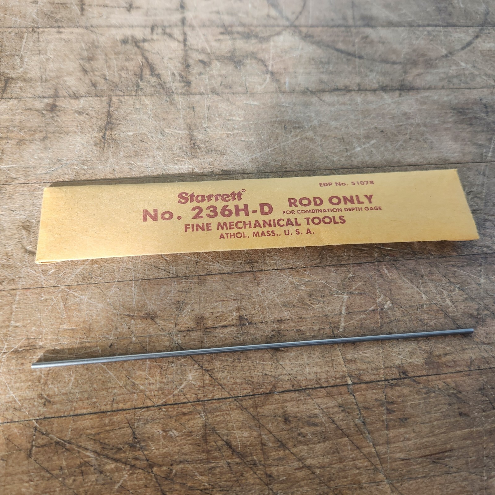 starrett no 236H-D rod only for depth gauge New