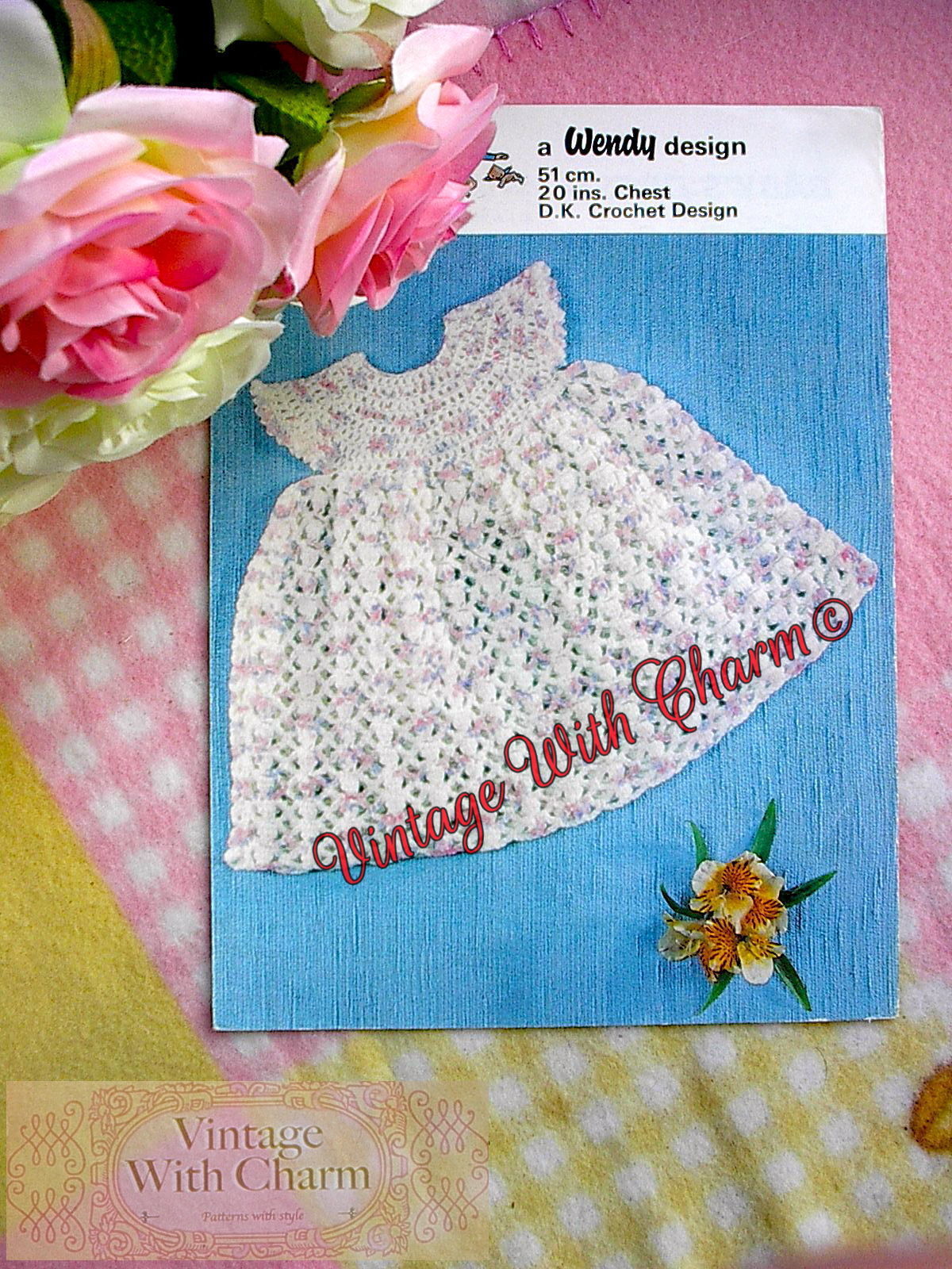 Vintage Crochet Pattern Baby Girls Dress, To Fit 20 Inch Chest.  JUST £1.99!