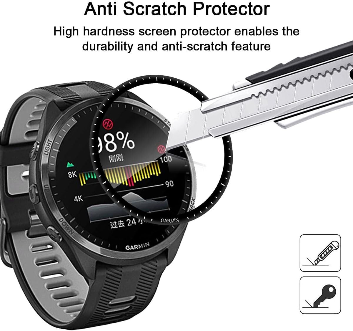 3X 3D Schutzglas für Garmin Forerunner 965 Panzerfolie Full Screen CURVED