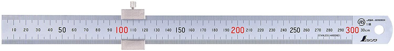 SHINWA Japan 76752 Stainless Steel Rule Hard Chrome Finish with Stopper 300mm