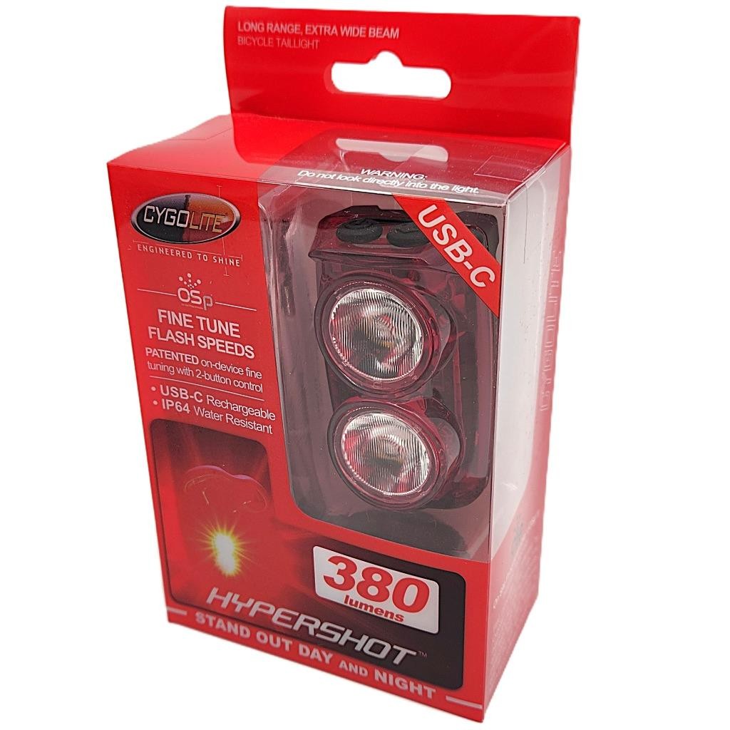 CygoLite Hypershot 380 Lumens LED Bicycle Rear Tail Light USB Rechargeable
