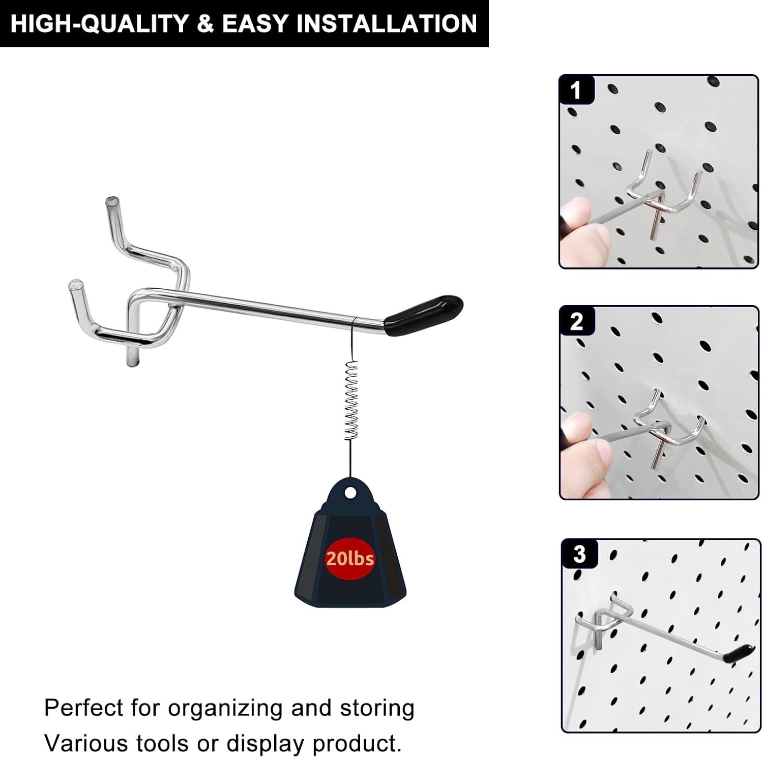 Effortless 2-Inch Pegboard Hooks - 32 Pack for Secure Tool & Supply Organization