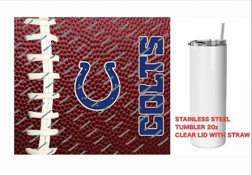 COLTS  - Pig skin Football - Tumbler 20 oz Stainless Steel