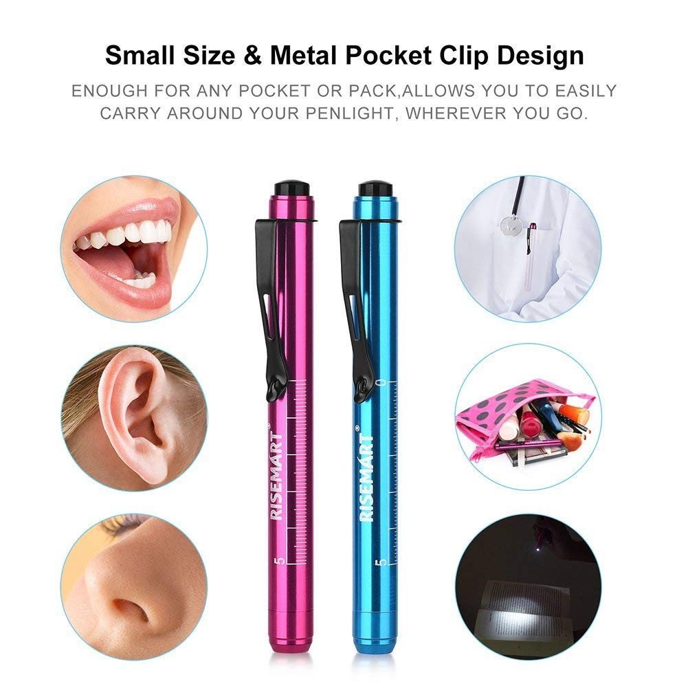 Portable Nurse Diagnostics LED Penlight with Pupil Gauge - 4 AAA Batteries