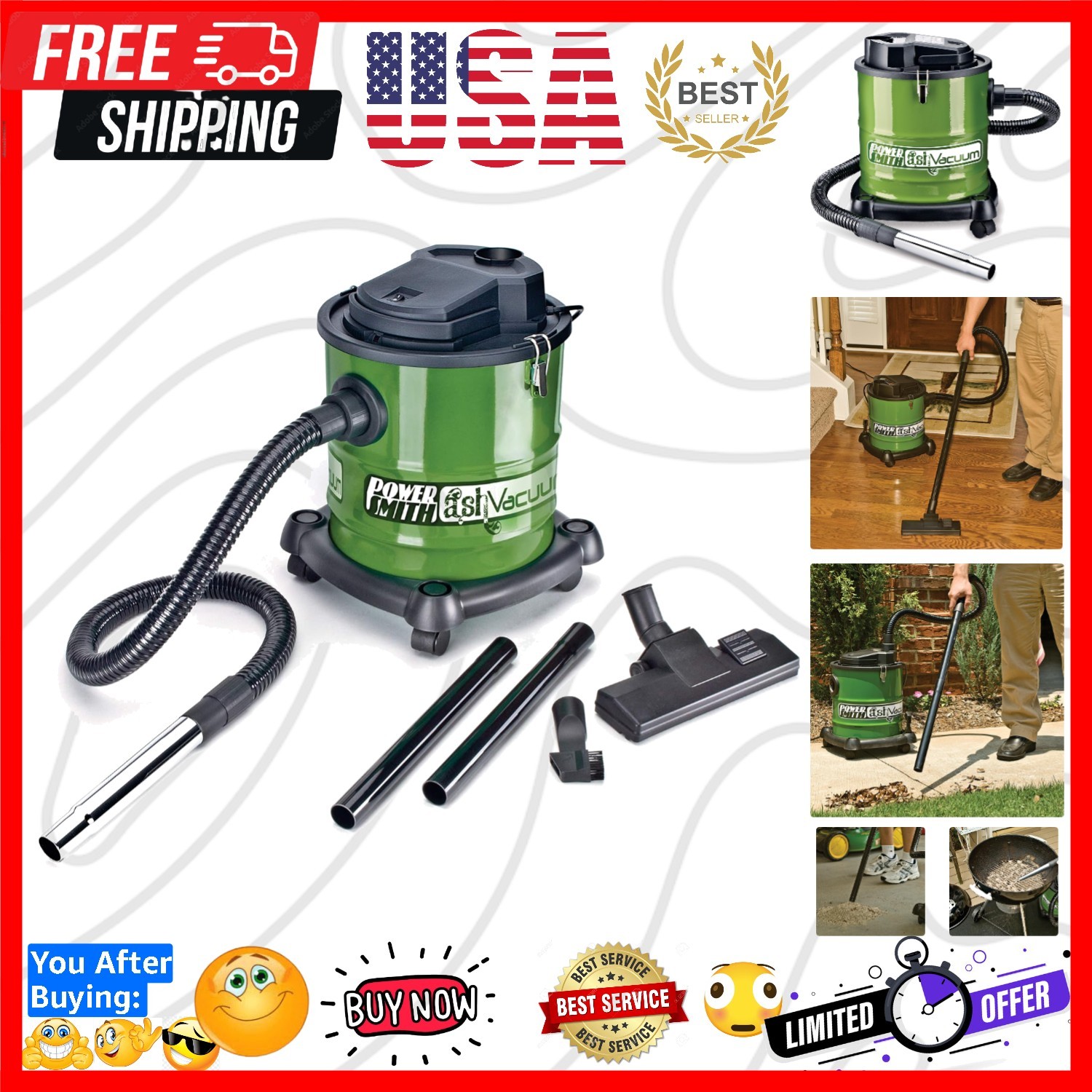 PAVC101 10 Amp Ash Vacuum,Green / Black
