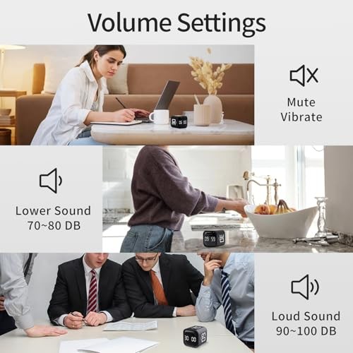 Productivity Timer Flip Gravity Sensor Cube Timer Countdown & 1 Black
