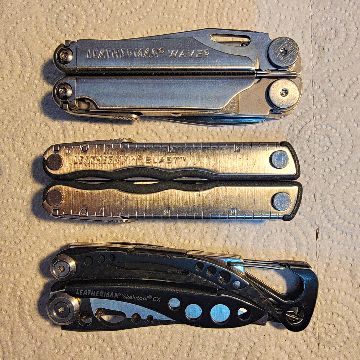 Leatherman Lot Of 3 Wave, Blast & Skeletool CX Multi-Tool Carbon Fiber