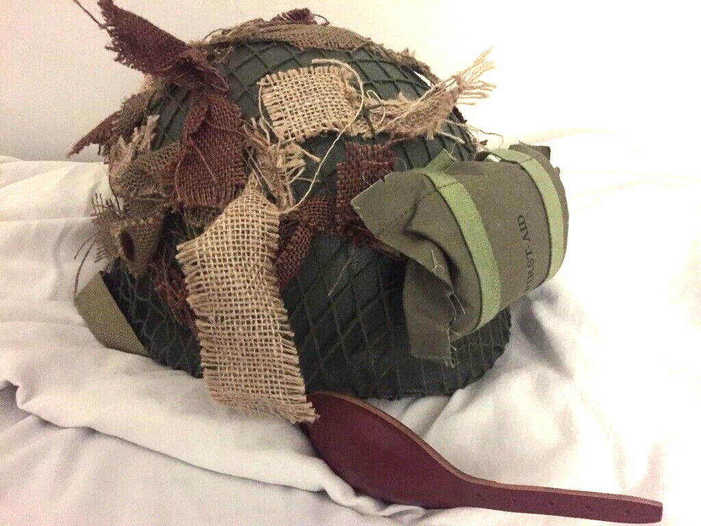 US Army WWI WWII Paratroopers Helmet Woodland Camouflage Cover 26" Liner