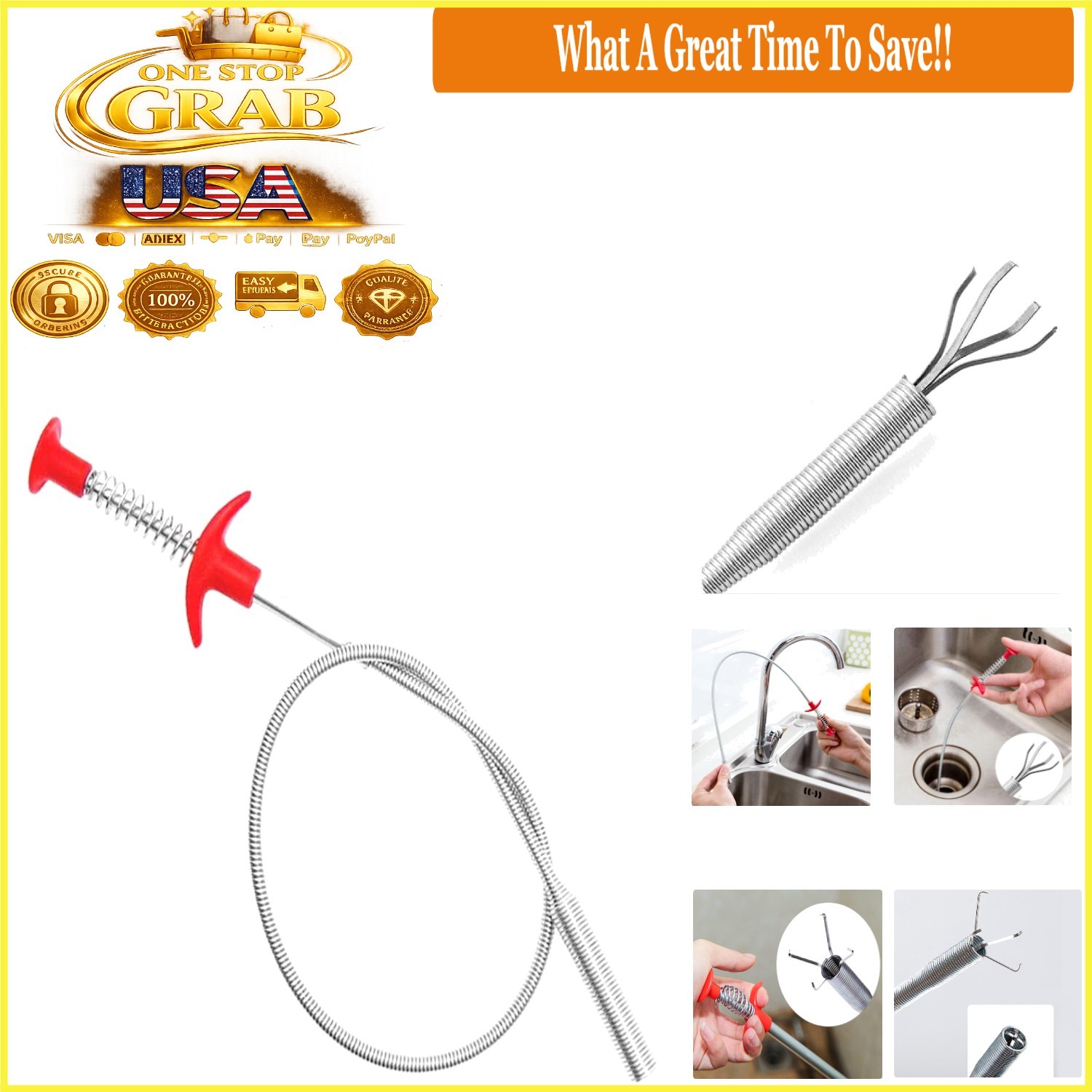 24-Inch Flexible Grabber Tool with 4 Claws Reacher for Litter, Drains, Toilet...