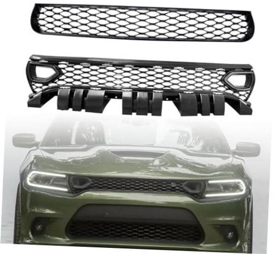 Front Upper Lower Grille For 2015-2023 Dodge Charger SRT Scat Pack LOWER+UPPER