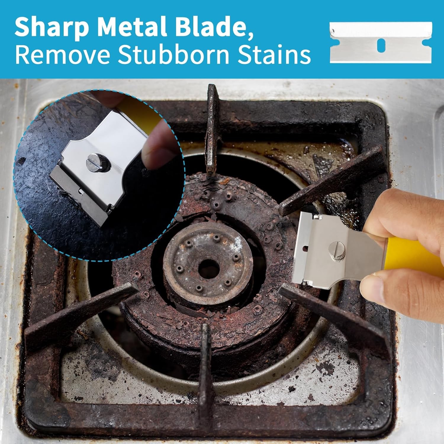 4 Pack Razor Blade Scraper, with 20 Metal & 20 Plastic Blades, Multi-Purpose