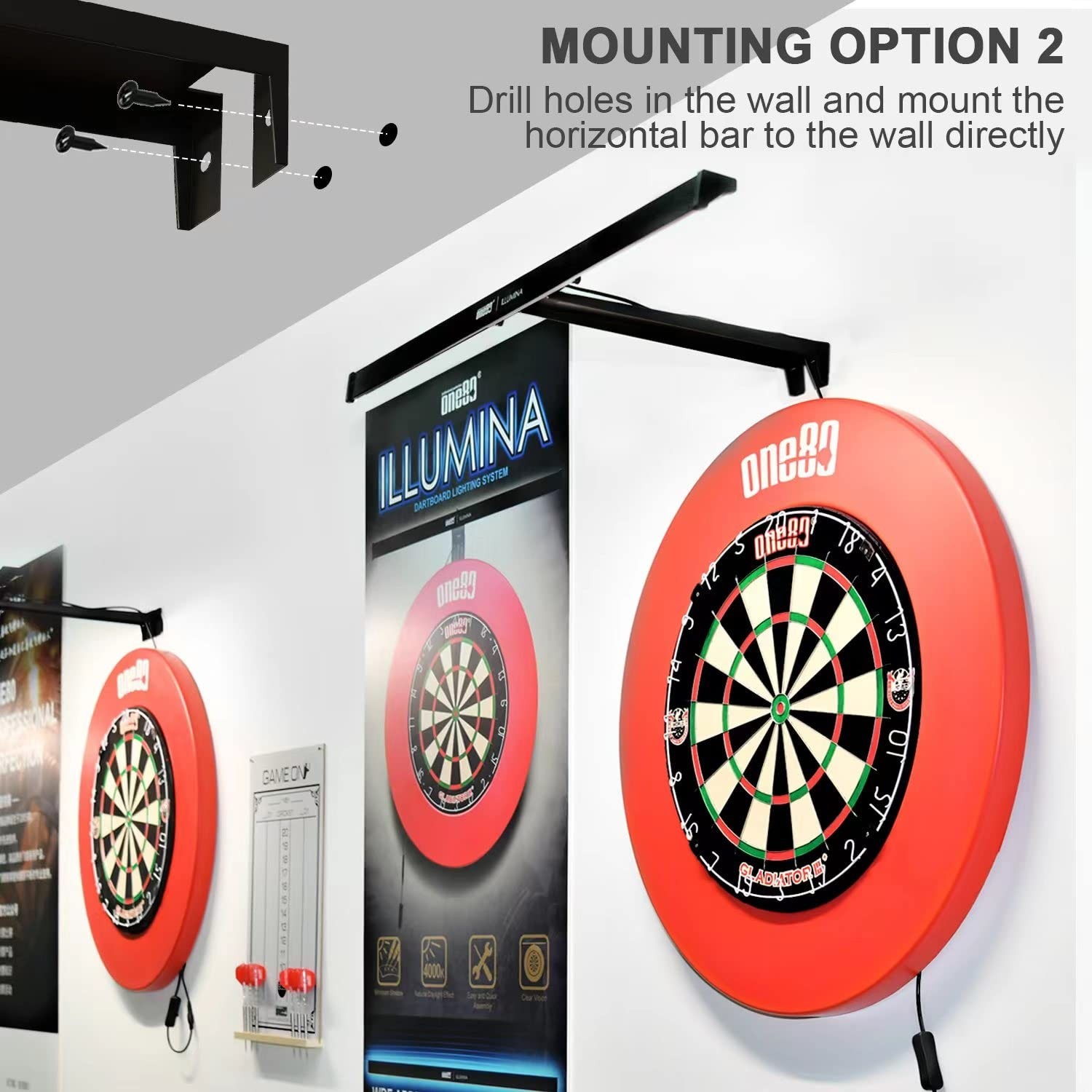 ONE80 ILLUMINA Dartboard Lighting System, Minimum Shadow and Clear Vision Des...