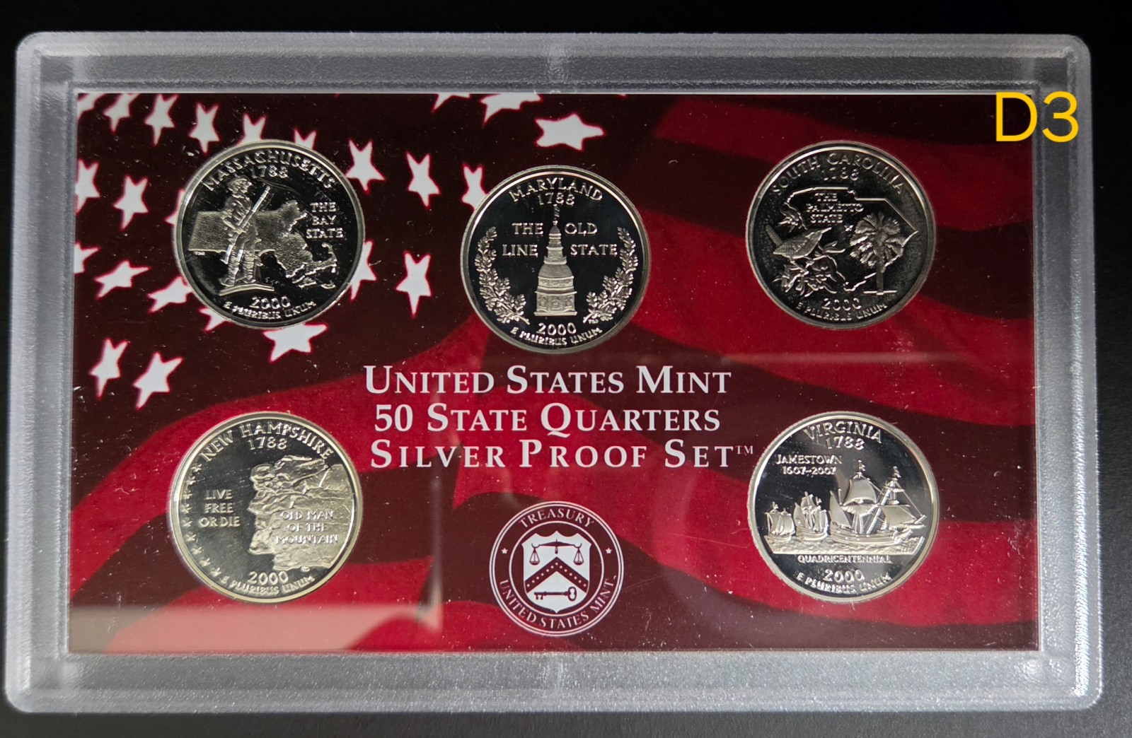 2000 (S) US Mint Silver Proof Set with 5 State Quarters COA *Free Shipping*