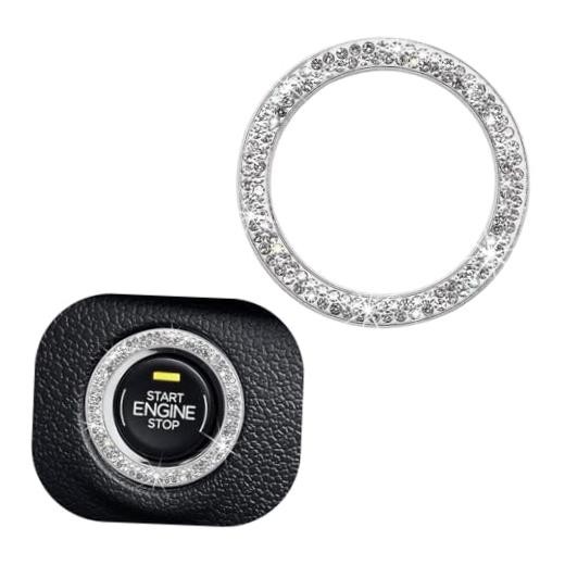 Car Engine Start Stop Decoration Ring, Sparkling Crystal Vehicle 1 PCS White